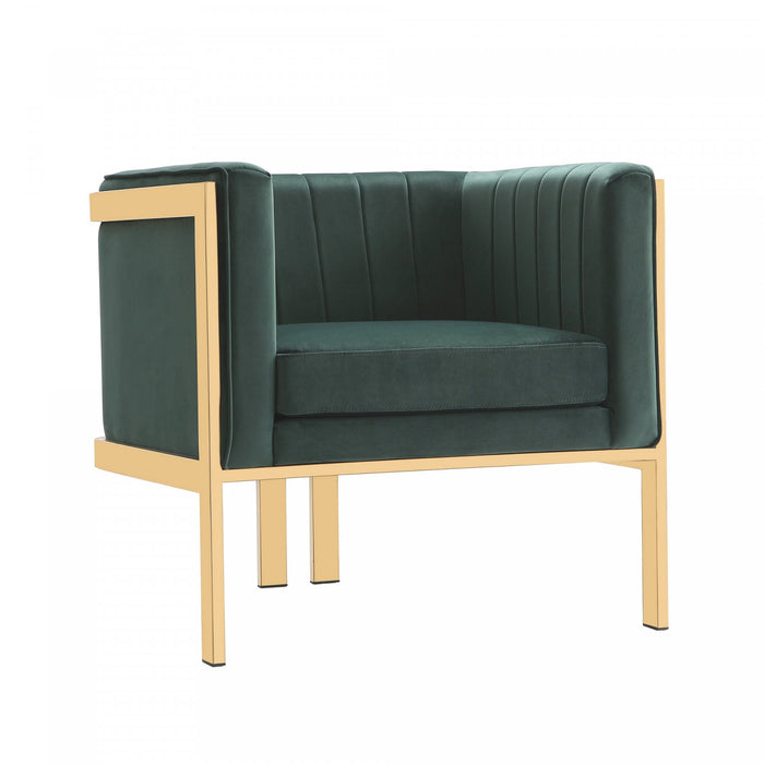 Fauteuil lounge moderne en velours Paramount vert foret - Lot de 2