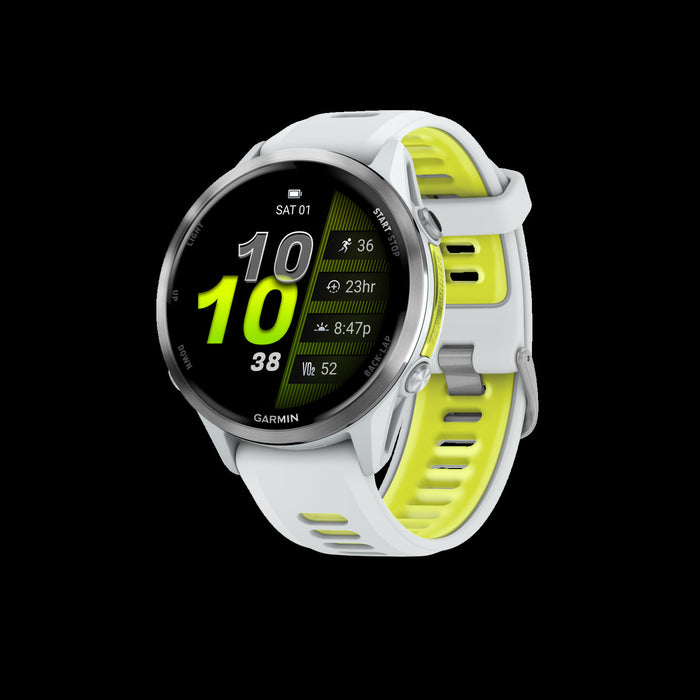 Garmin Forerunner 970 Smartwatch 47mm, Amoled, Titanium Whitestone/amp Yellow, Gps Fitness, Running, Triathlon, 15-jour Batterie