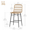 HOMCOM Rattan Counter Height Bar Stools Set of 2 Barstools with Back Brown