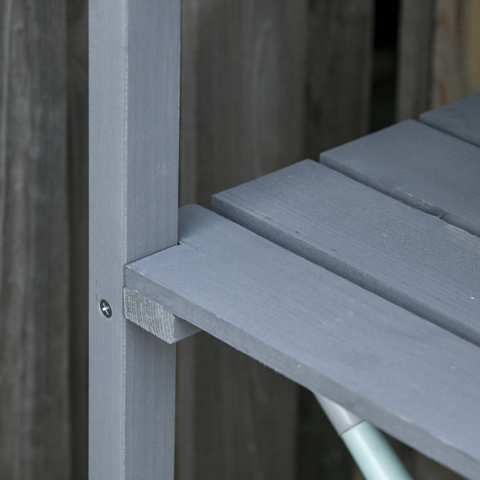 Outsunny Table De Rempotage En Bois Pour Jardin Avec Crochets, Gris