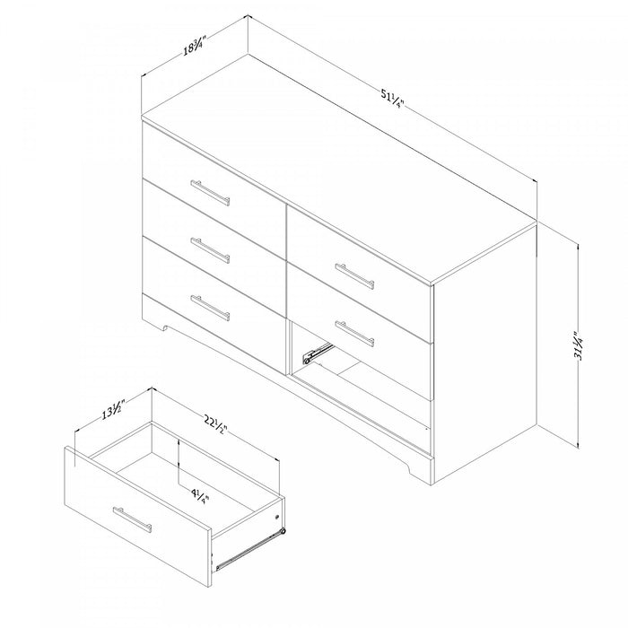 Gramercy Commode 6 tiroirs Noir solide, de Meubles South Shore