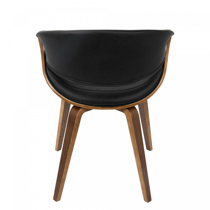 Chaise d’appoint de salle à manger moderne du milieu du 20e siècle Symphony en similicuir - noyer et noir