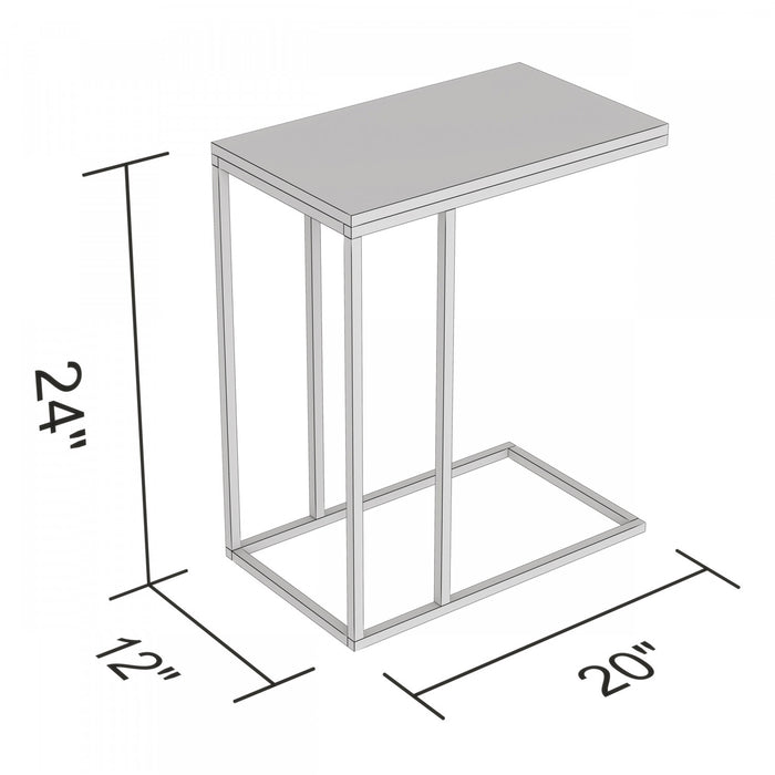 Table de bout en forme de C de 19 po avec armature en métal - taupe foncé