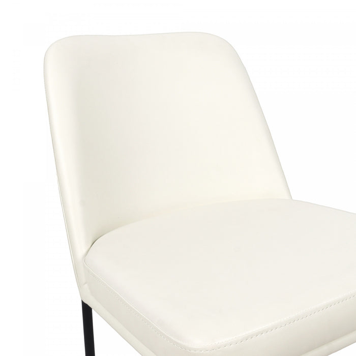 Chaise laterale contemporaine Loft en cuir vegetalien et metal ivoire - Lot de 2