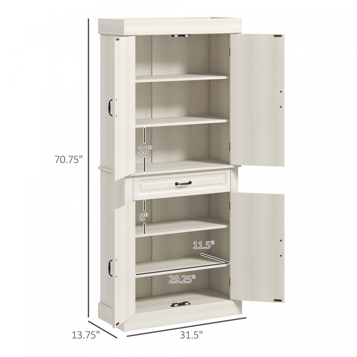 HOMCOM Garde-manger Cuisine 71\" Autoportant 4 Portes 2 Grandes Armoires