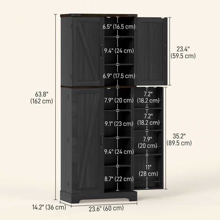 HOMCOM Armoire de cuisine, garde-manger de 64 po avec tablettes reglables