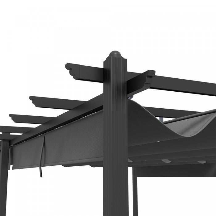Outsunny Pergola Ave Auvent Retractable De 12' X 20', Pergola En Aluminium, Abri Pare-soleil Exterieur Pour Grill, Patio, Jardin, Terrasse