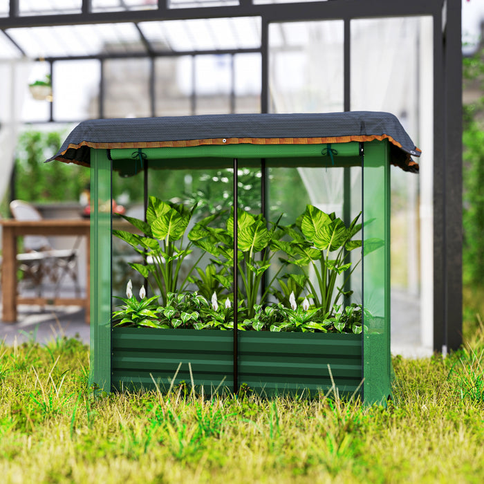 Outsunny Lit De Jardin Sureleve Galvanise Avec Cage De Culture Et Toile