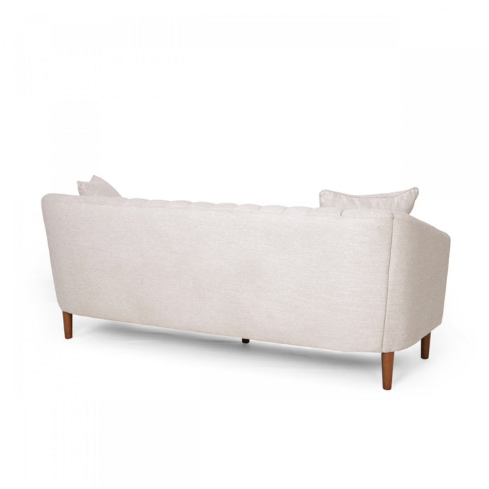 Sofa De Format Condo Taylor De 84,5 Po, Tissu aspect lin, Pattes En Bois - Beige Blanc
