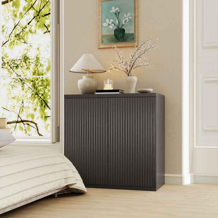 HOMCOM Buffet, Ensemble de 2, Meuble de Cuisine Rainure, Noir Gris Vieilli