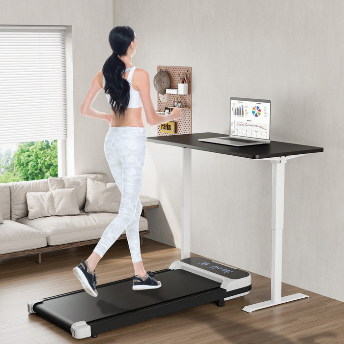 Goplus 2.5hp Sous Tapis Roulant De Bureau Pour La Maison Et Le Bureau Telecommande Led Ecran Blanc