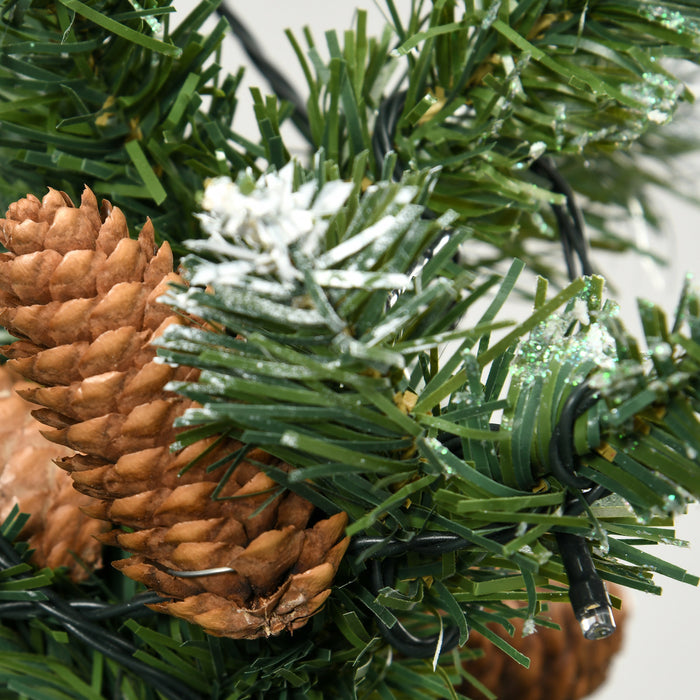 Homcom Arbre De Noel Artificiel Pre-eclaire De 6pi, Pointes Enneigees