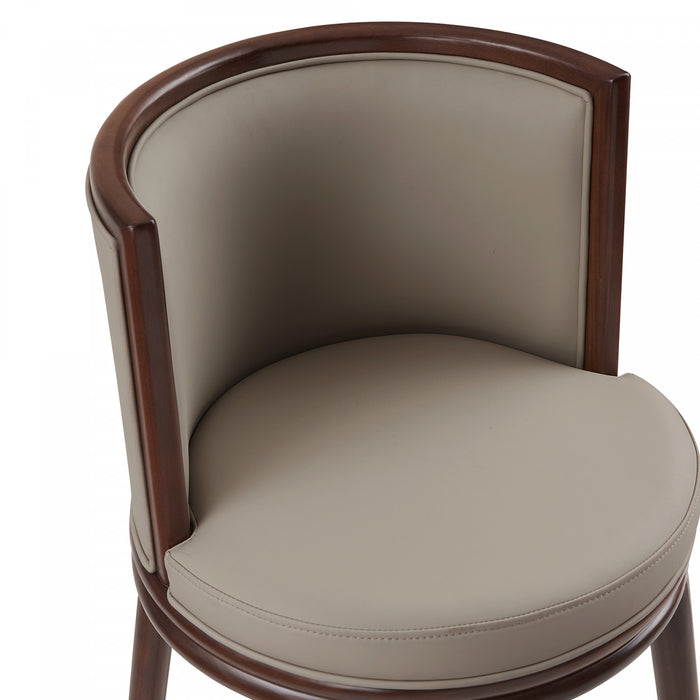 Tabouret de comptoir moderne en bois avec revetement en tissu taupe Evalyn