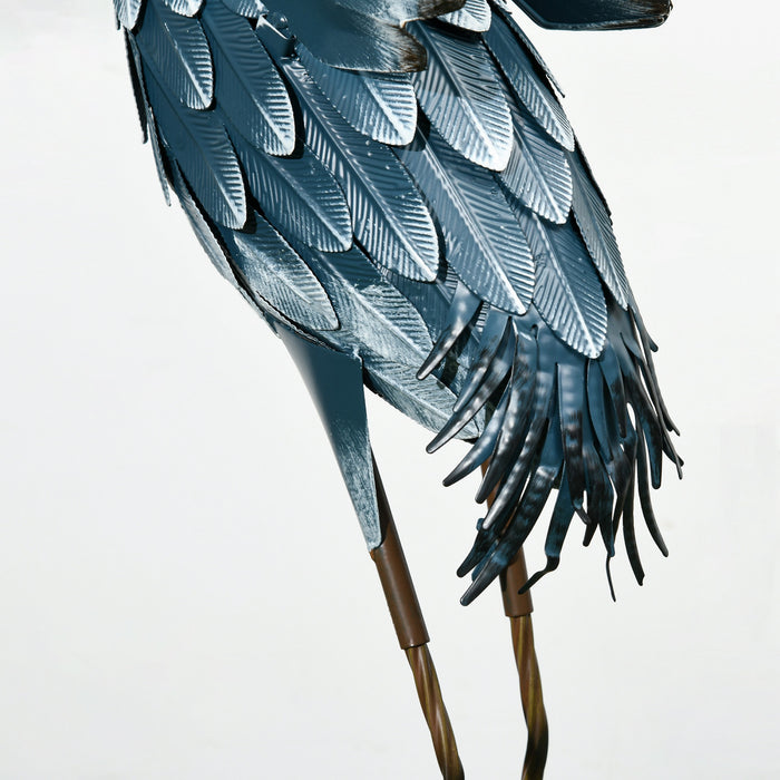 Outsunny Lot De 2 Statues De Jardin En Metal Representant Un Heron, Bleu