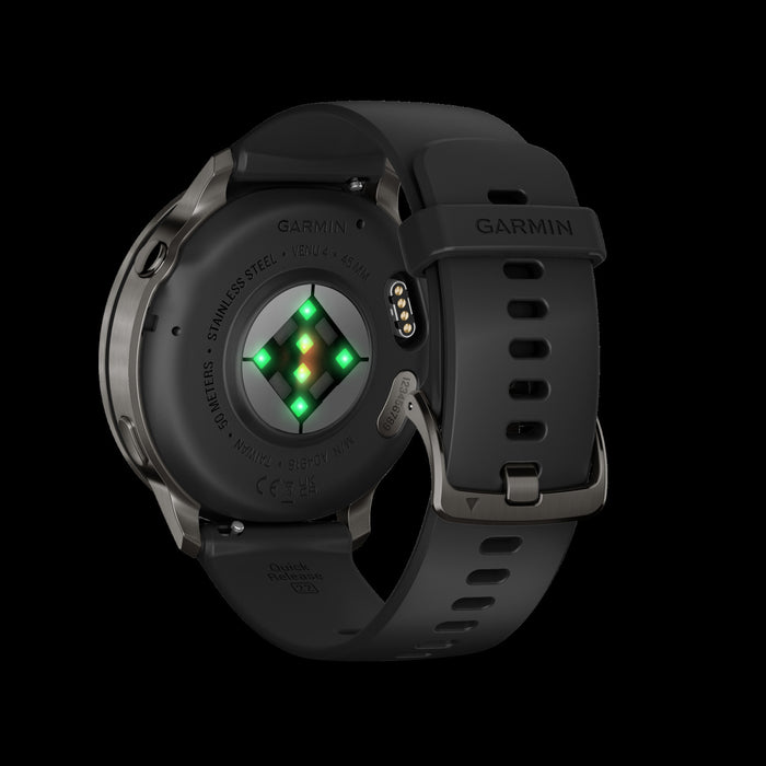 Montre intelligente multisport Garmin Venu 4 45 mm Slate - Moniteur de performance, estimation de l'age de fitness, navigation etape par etape, technologie SatIQ, controle vocal