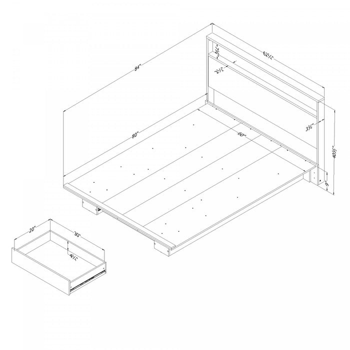 Cavalleri Ensemble Lit Plateforme Et Tete De Lit Chene Nordique, De Meubles South Shore