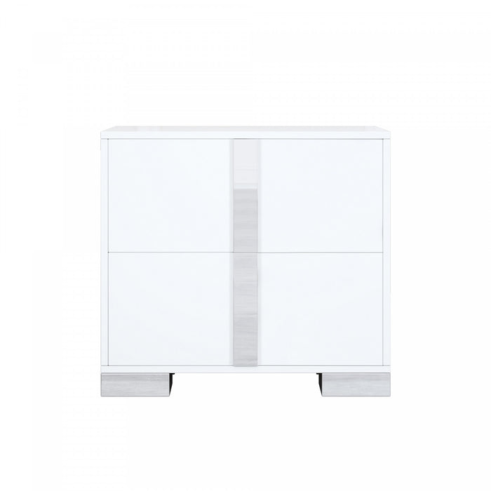 Madeline table de chevet avec 2 tiroirs de rangement et pieds en metal, blanc