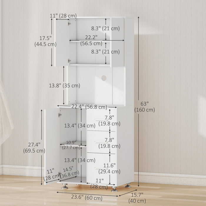 HOMCOM Armoire Cuisine Moderne Organisateur Micro-ondes Blanc