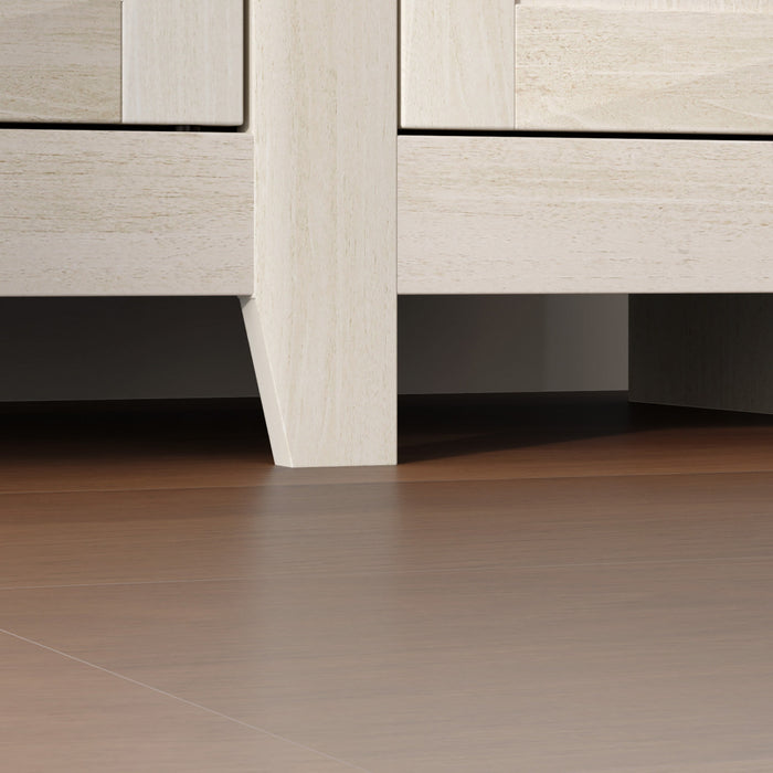 HOMCOM Buffet avec etageres reglables, portes, grain de bois blanc