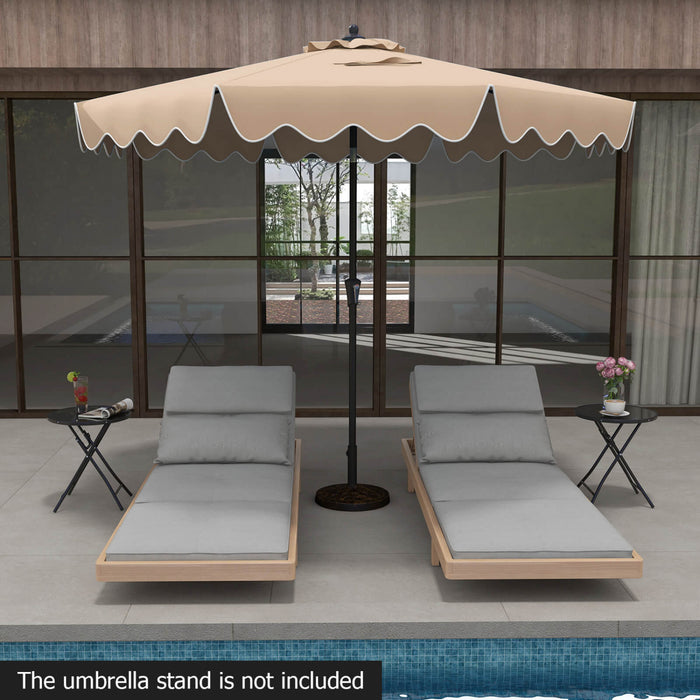 Costway Parasol de patio de 9 pieds a 2 niveaux, parasol de table de marche avec toile protectrice solaire marron