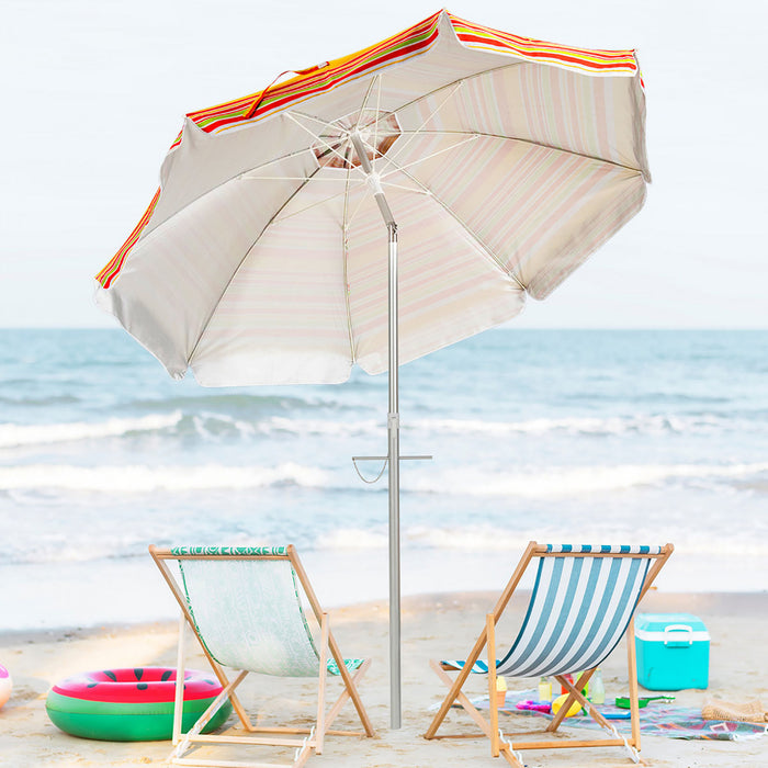 Costway Parasol de plage pour patio de 6,5 pieds, protection solaire, inclinaison, sac de transport
