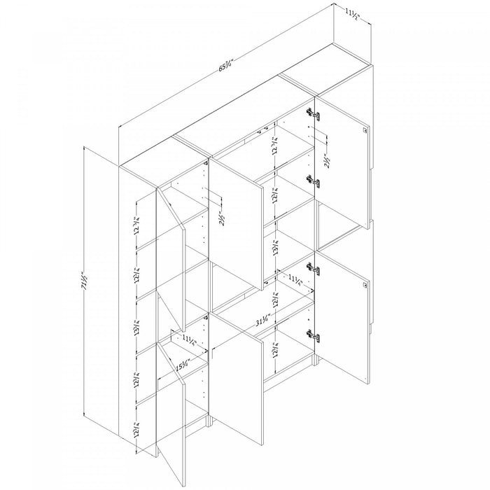 Liora Ensemble Bibliotheque Et 2 Bibliotheques Etroites 2 Portes - Chene Blanchi