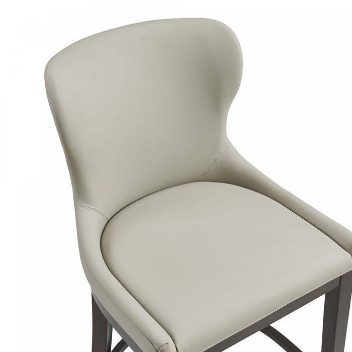 Tabouret de comptoir Blair moderne en bois avec revetement en tissu couleur pierre