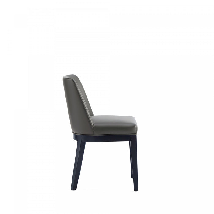 Chaise de salle a manger moderne Gansevoort en bois et cuir vegetalien graphite - Lot de 4