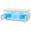 Lumina 39.3 Inch High-Gloss Coffee Table with LED Lights, USB Port and Transparent Doors, White | Lumina Table Basse Haute Brillance 39.3 po avec Lumieres LED, Port USB et Portes Transparentes, Blanc