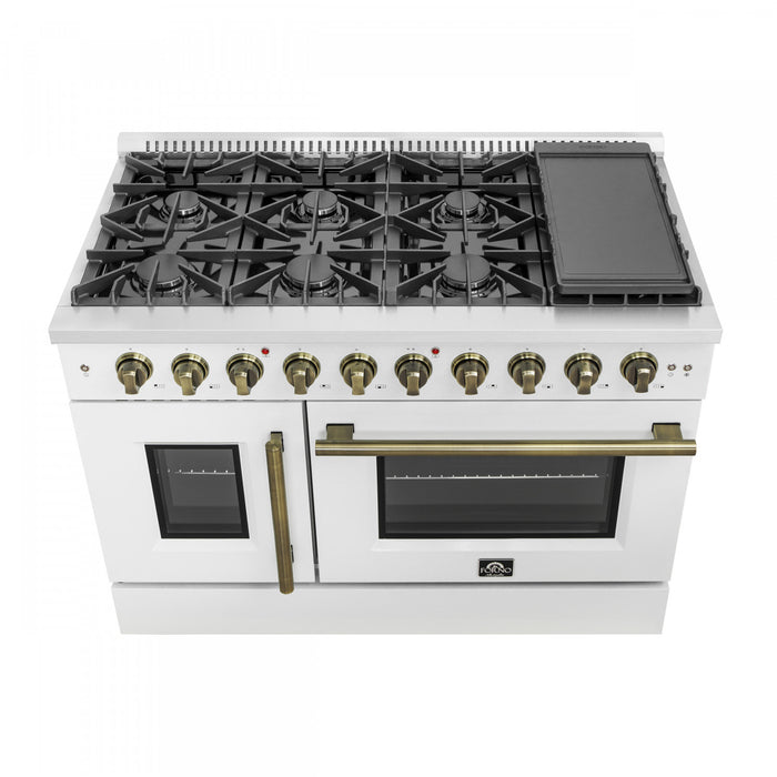 Cuisiniere a gaz blanche Galiano 48 pouces, 4,32 pi³ – FFSGS6444-48WHT