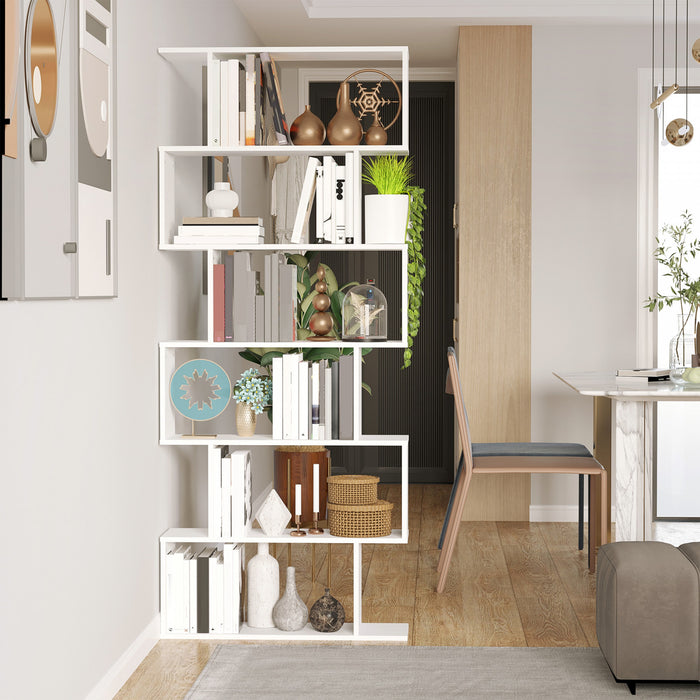 HOMCOM Bibliotheque 6 Etageres en Forme S, Separateur Bureau Maison Blanc