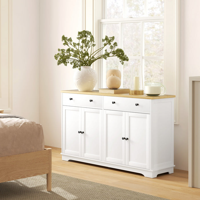HOMCOM Buffet avec tiroirs de rangement et etageres reglables, blanc