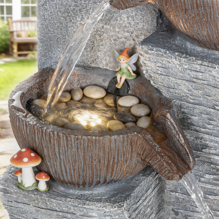 Outsunny Fontaine de Jardin en Cascade a 5 Niveaux avec Lumieres LED