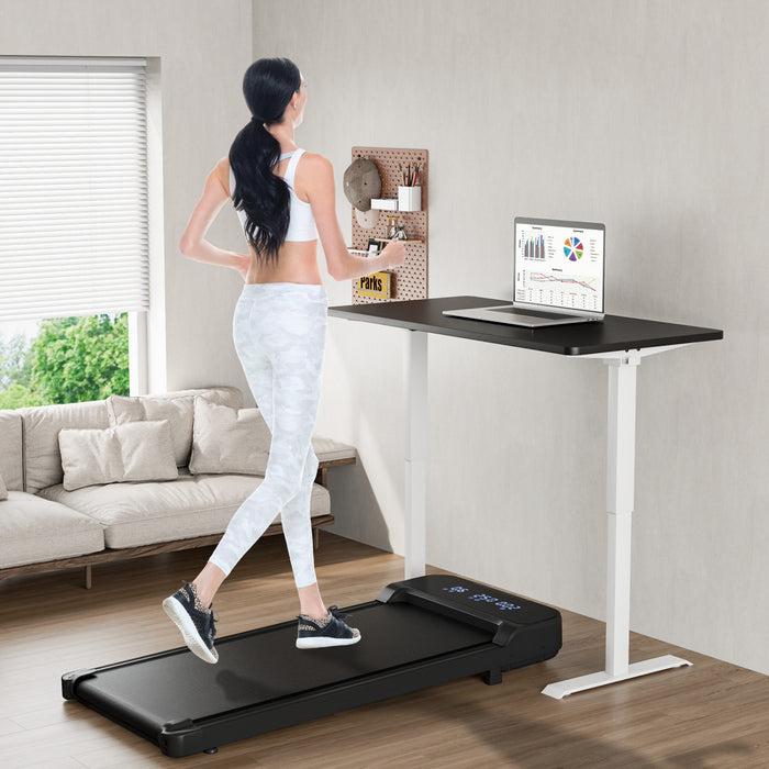 Goplus 2.5hp Under Desk Tapis Roulant Pour La Maison Et Le Bureau Telecommande Led Affichage Noir