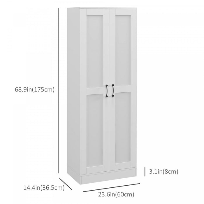 HOMCOM Armoire de rangement avec etageres, placard de garde-manger, blanc
