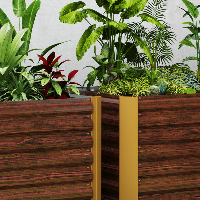 Outsunny Lot de 2 jardinieres sureleves, bac a fleurs, marron fonce vieilli