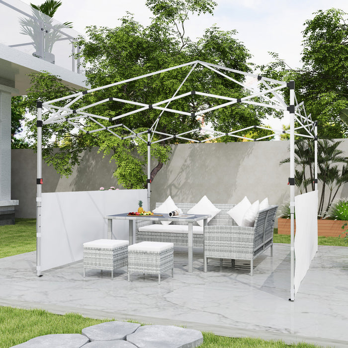 Outsunny 2 Demi-murs D'auvent Pour Auvent De 10' X 10' Ou 10' X 20', Blanc