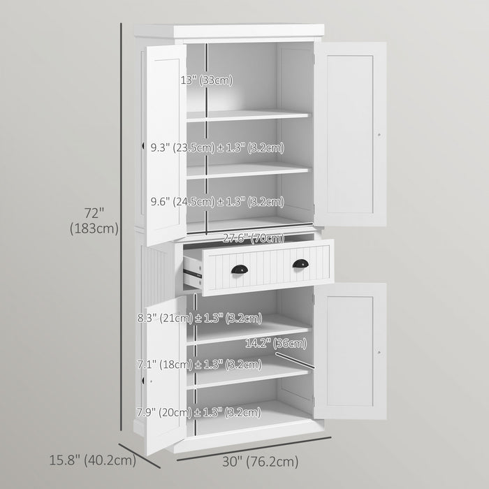 HOMCOM Garde-manger de cuisine 72 po, armoire de rangement avec tiroirs