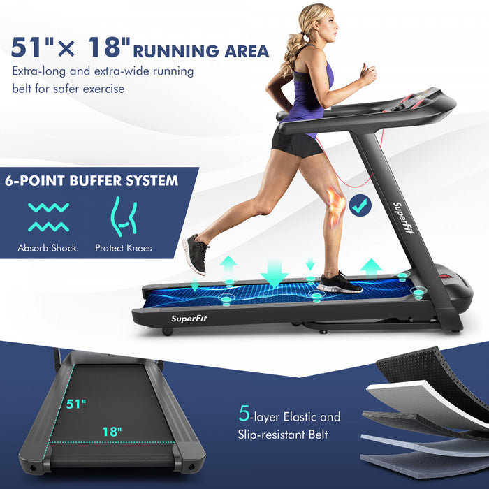 Tapis De Course Pliable Superfit 4,81 Cv Avec Programmes Predefinis Ecran Tactile Voix/application/telecommande