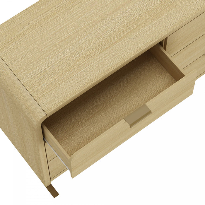 Commode moderne Grace 60\" en chene naturel (6 tiroirs)