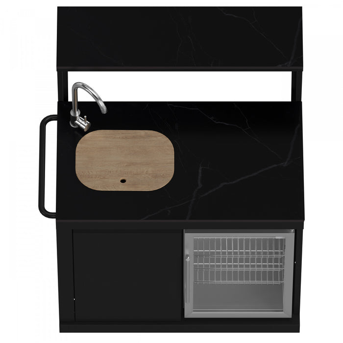 Cuisine d'exterieur All'Aperto avec comptoir noir, 99 600 BTU, module bar et four a pizza – FODKT2568BLK