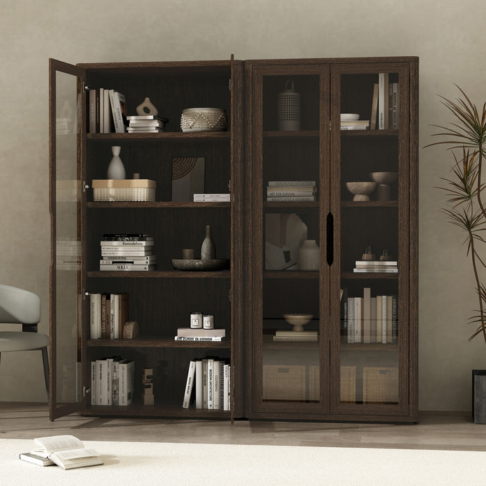 Armoire bibliotheque moderne Rivington 38\" en noyer - Lot de 2