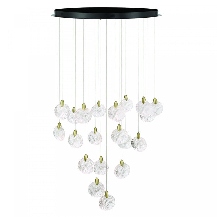Lustre A 20 lampes A Del Integrees Snowflake, Laiton Satine