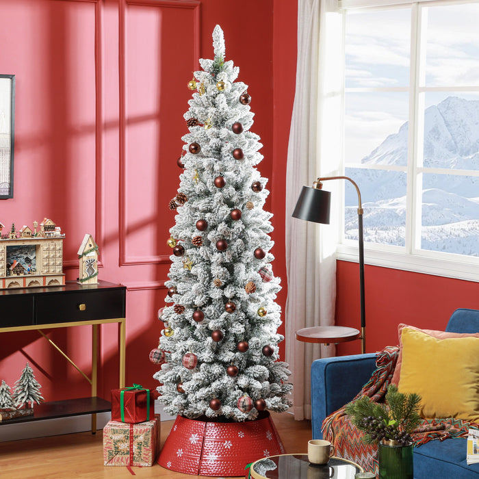 Homcom Arbre De Noel Artificiel Floque De 7 Pieds Avec Base En Acier, Vert