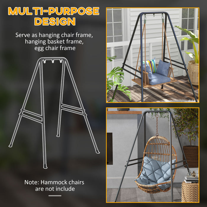Outsunny Support de Chaise Hamac avec Cadre Metallique, Noir