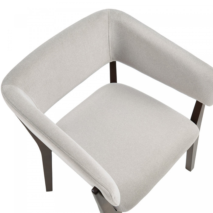 Fauteuil Blake moderne en faux mohair avec accoudoirs en bois, coloris grege - Lot de 2