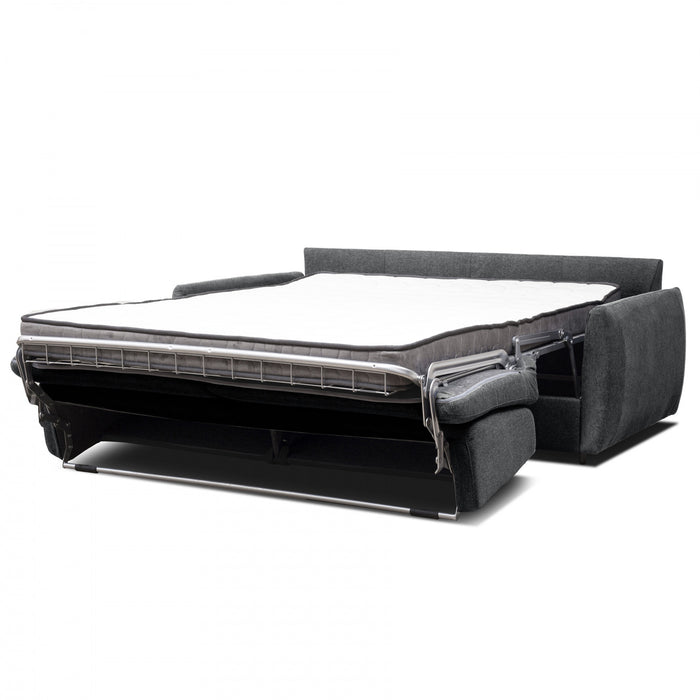 Enzo 73 po. Canape-lit italien en tissu avec matelas mousse memoire et accoudoirs arrondis - Gris fonce