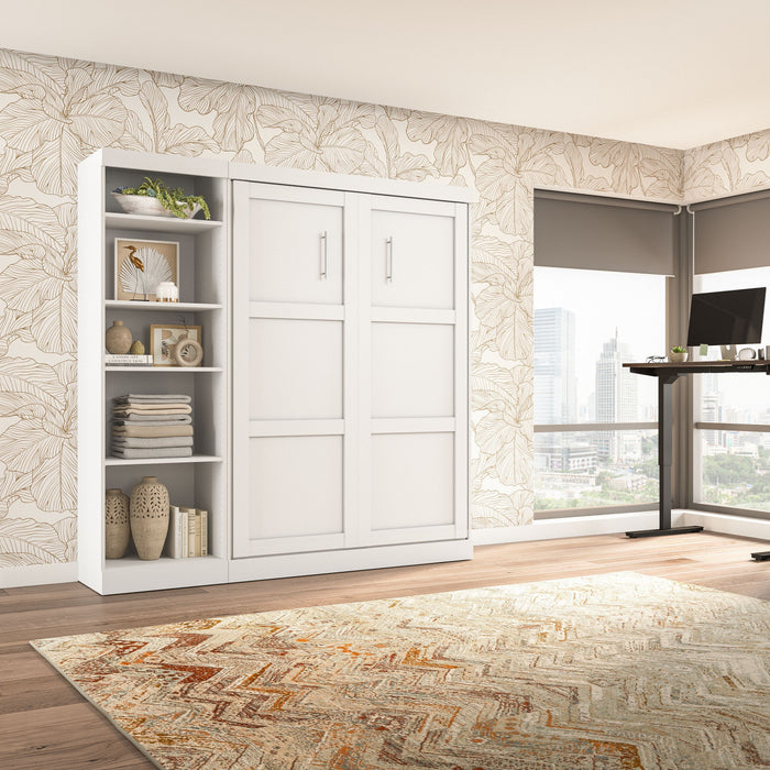 Lit double escamotable mural Pur de Bestar de 84 po avec tablettes - blanc