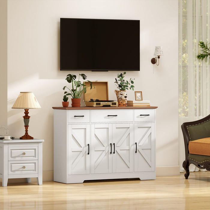 HONCOM Buffet avec charnieres a fermeture amortie, meuble de cuisine, blanc