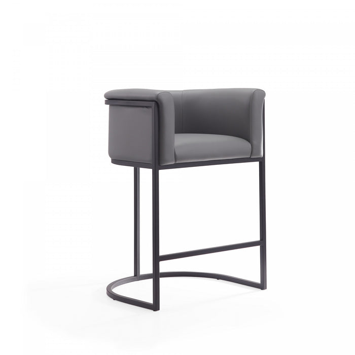 Tabouret de comptoir moderne du milieu du siecle en metal et tissu gris Cosmopolitan - Lot de 2